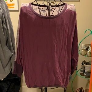 Red Oversized 3/4 Sleeve Shirt